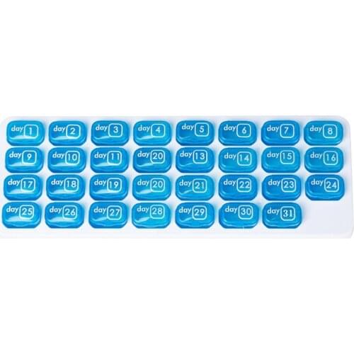 1PC Pill Box Plastic 31 Compartments Portable Pill Case Dispenser Tablet Box for Travel Daily Use