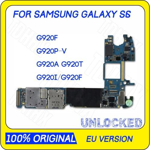 100% Original unlocked Logic Boards for Samsung Galaxy S6 G920A G920T G920V G920F G920I G920P Motherboard with Android System