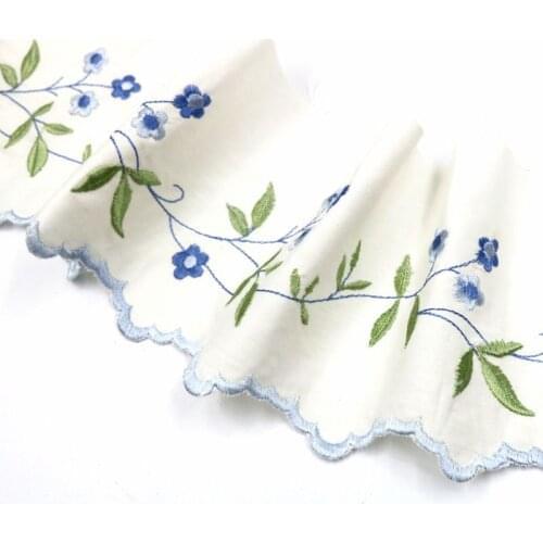 2M/Lot Lace Fabric Curtain Guipure 10cm Lace Embroidery Lace Ribbon Blue Flower Sewing Wedding Clothing Collar Encajes