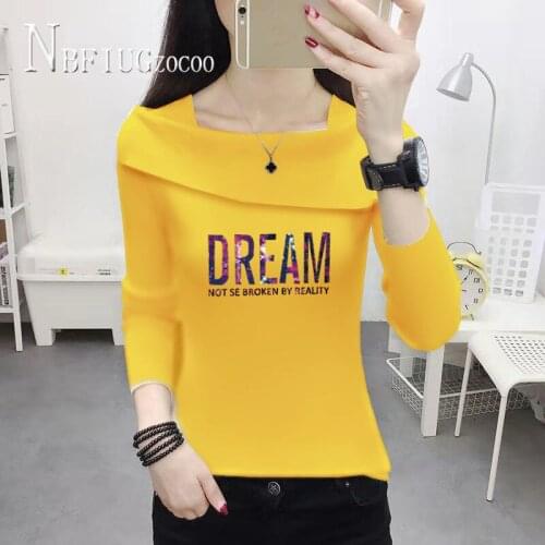 2020 New Fashion Korean Women T Shirt Long Sleeve Slim Female Tee Shirts