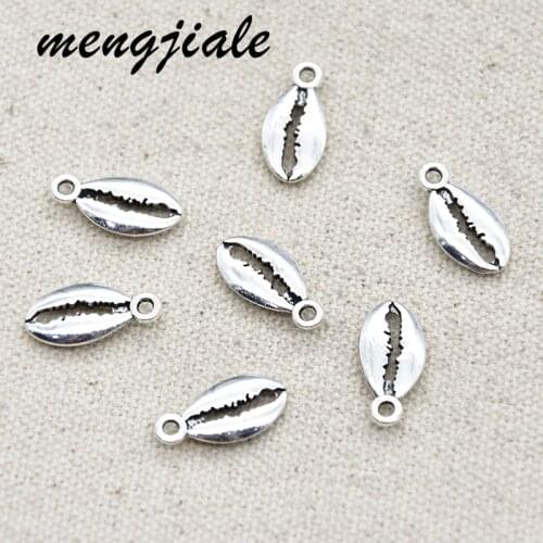 25pcs/lot Cowrie Shells Charm Shell Charm Jewelry Making Antique Silver Conch Shell Charms 17x8mm