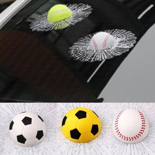 Cool Personality 3D Simulation Baseball Football Tennis Ball Hits Car Body Stickers Auto Window Decals Car Accessories Supplies