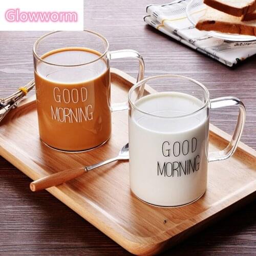 450ml Creative Glass Coffee Milk Mug Good Morning Breakfast Cup Cocktail Mugs For Gift