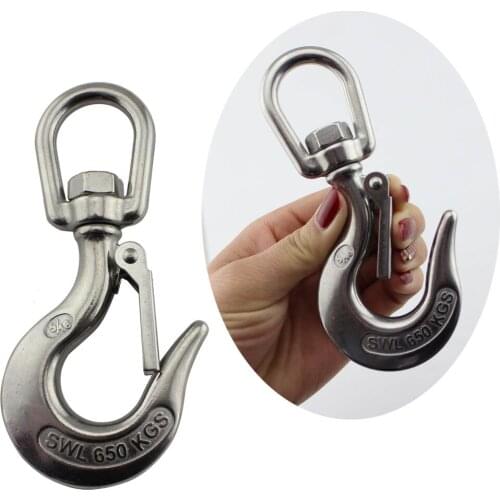 5/16", 2pieces per lot/pack,Safety Working Load 650Kg Stainless Steel SWIVEL Snap Hook Cargo Hook