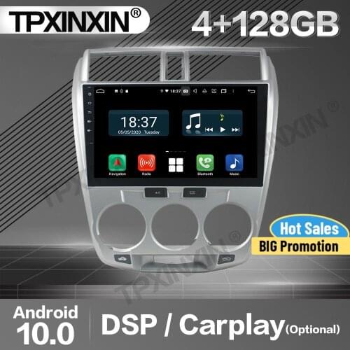 128G Carplay Car Radio 2 Din Stereo Receiver Android 10 For Honda City 2006-2012 2013 Silver GPS Player Audio Recorder Head Unit