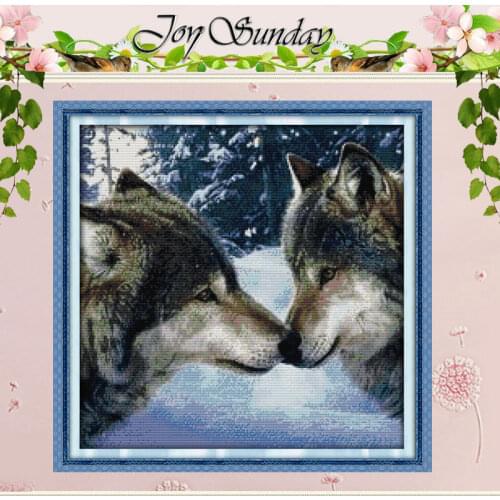 Free Ship The Kiss of Wolves Painting Counted Cross Stitch 11 14CT Cross Stitch animals Cross-Stitch Kit Embroidery Needlework