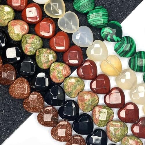 Love Heart Shaped Natural Stone Beads Tiger Eye Malachite Loose Beads DIY Jewelry Making Bracelet Necklace Accessories 15x15x8mm