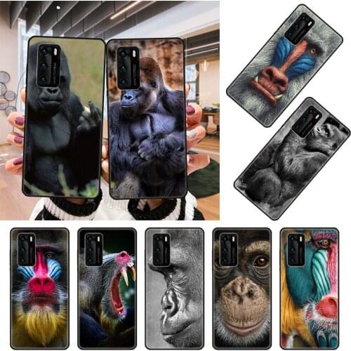 Phone Case For Huawei P4 P10 P30 P20 Lite P Smart Z Pro Black Cover Back 3D Shell Tpu Prime Art Long-faced Animal Gorilla