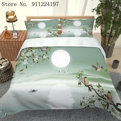 Purple Tulip Duvet Cover Home Textile Warm Bedding Set Green Forest Quilt Cover Single Double Queen King Size For Kids Adult