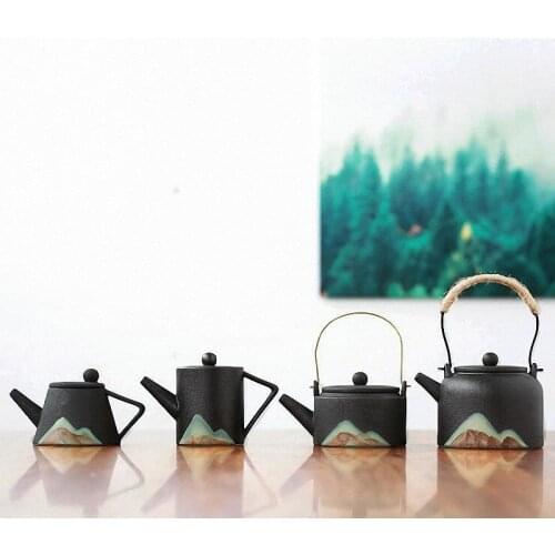PINNY Japanese Style Mountain Teapot Black Pottery Modern Simplicity Tea Pot Pigmented Kung Fu Tea Service