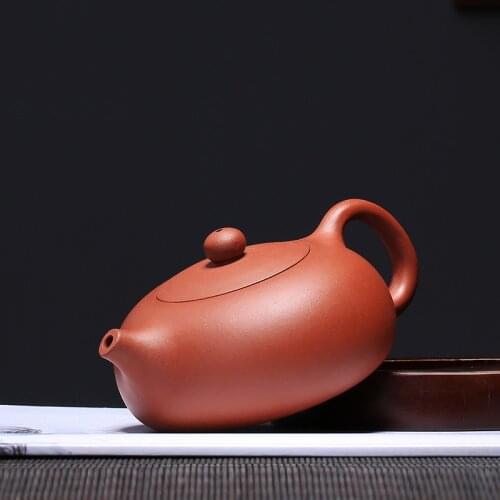 Yixing Flat Xishi Tea Pot All Purple Clay Handmade Kung Fu Kettle Suit Puer Black Tea Creative Teaware