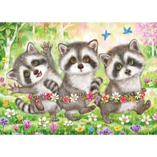 5D Diamond Painting three cute raccoon Home Decoration Full Drill Embroidery diamond Handicraft Kits Mosaic Picture