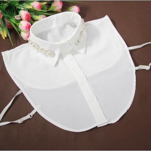 Korean fashion fake chiffon fake shirt pearl high-end shirt fake collar personality bead false collar saving Detachable Collar