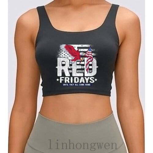 Red Friday Until They Come Home Military Women Tank Top Cotton Outfit Graphic S-XL Summer Comical Knitted Natural Crop Top