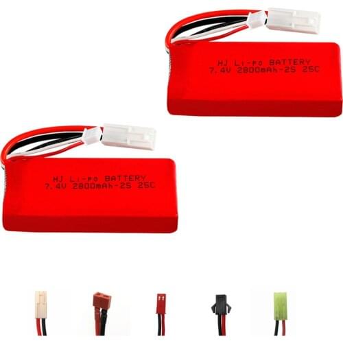 7.4V 2800mAh 25c Lipo battery for Feilun FT009 woltys 144001 RC Boat car Spare Parts 2s 7.4v battery 2pcs