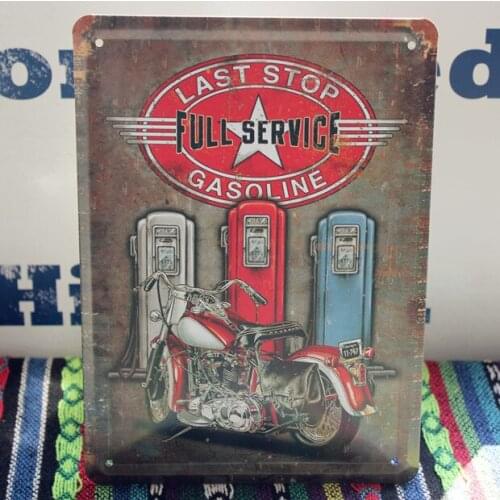 50pcs/lot Metal Sign shabby chic Novelty items last stop Gasoline painting tin signs Bar pub home Wall Decor Retro art metal pai