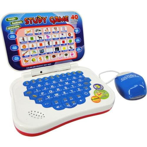 Multifunctional childrens bilingual early education learning machine mini laptop with mouse puzzle gift color random