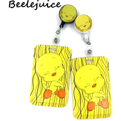 Cartoon Duck Yellow Cute Card Cover Clip Lanyard Retractable Student Nurse Badge Reel Cartoon ID Card Badge Holder accessories