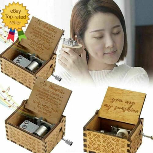 Handcranked Music Box You Are My Sunshine Love Dad Mom Son Daughter Wife Christmas Birthday Valentines Day Gift for Mama Daddy