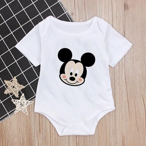 New Baby Rompers Newborn Short Sleeve Toddler Jumpsuit Boys Girls Clothing White Mickey Minnie Cartoon Outfits Costume Dropship