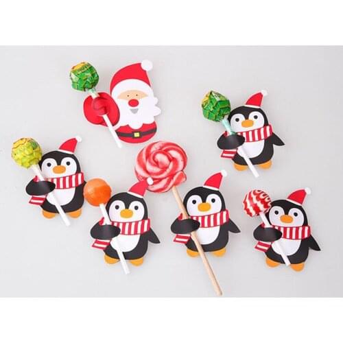 Wholesale Cartoons Lollipop Cards Christmas Decorations Home Kids Snowman Santa Lollipop Package Decor Christmas New Year Gift