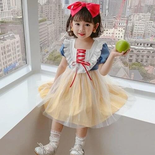 Baby Girls Dress Princess Puff Sleeve Lolita Dress for Girls Summer Mesh Tulle Dress Kids Christmas Party Dress Children Clothes