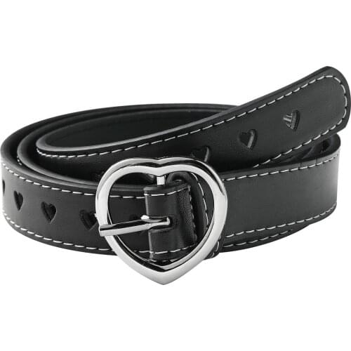 New Unique Heart Buckle Belt Women Men Fashion Hollow Love Pu Belts Female Jeans Dress Pin Buckle Waistband 2021