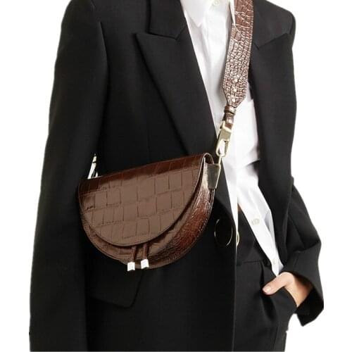 Animal print saddle bag alligator leather round bag vintage womens bag half moon bag 2019 new fashion wholesale B1-05