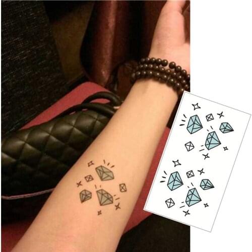 SHNAPIGN Small Blue Diamond Flash Tattoo Hand Sticker 10.5*6cm Small Waterproof Henna Beauty Temporary Body Tattoo Sticker