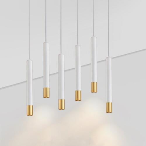 LED Ac220v Nordic Dimmable Pendant Lamp Long Tube Lamp Decoration Cylinder Pipe Pendant Light Kitchen Lamp Light Living Rroom