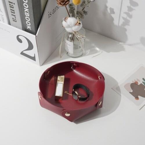 PU Leather Storage Box Foldable Desktop Cosmetics Makeup Organizer Key Wallet Coins Sundries Snacks brush Storage Container Tray