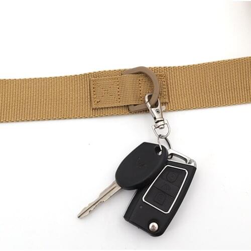 FlyingArt Tactical Mens Khaki Nylon Alloy Belt Casual D Type Keychain Quick Release Fashion Jeans Smooth Buckle Belt