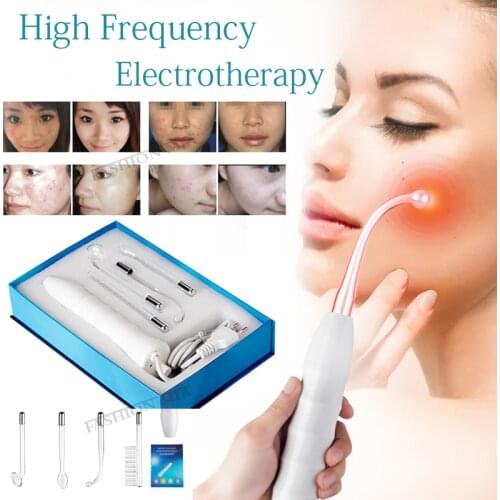 4 In 1 Portable Electrode Ultrasonic High Frequency Electrotherapy Wand Face Massage Machine Acne Remover Spa Beauty Care Tool