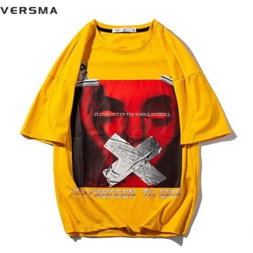 VERSMA American Streewear Portrait Print Short Sleeve Top Tee Shirt Men Summer High Street Slim Fit Couple T-shirt Dropshipping