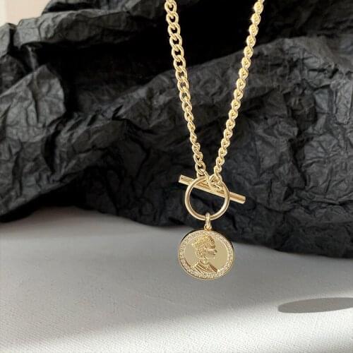 Vintage Coin Necklace womens European and American style clavicle chain 2021 new neck chain fashion personality sweater chains