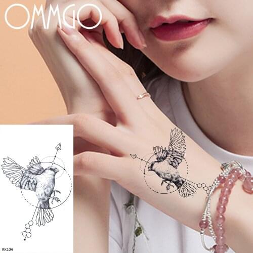 OMMGO Peace Pigeon Temporary Arm Tattoos For Women Arrow Round Hummingbird Tatoos Waterproof Fake Tattoo Stickers Body Neck Art
