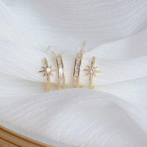 Japanese&Korea New Design Crystal Star Stud Earrings for Women Fashion Brand Jewelry Gift Earrings