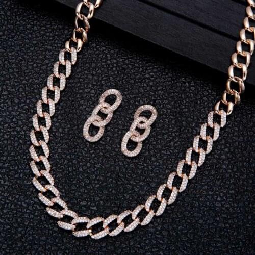 Zlxgirl jewelry high quality AAA zircon Copper wedding necklace with earring jewelry sets fine womens bridal jewellery sets