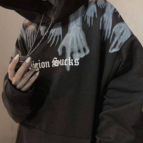 Gothic hoodies women 2021 spring and summer new hooded street sweatshirts loose Korean women couple jacket ins tide top y2k