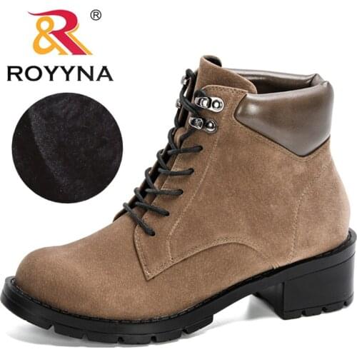 ROYYNA 2020 New Arrival Warm Plush Ankle Boots Thick Sole Casual Shoes Women Winter Shoes Short Snow Footwear Feminomo Lace Up