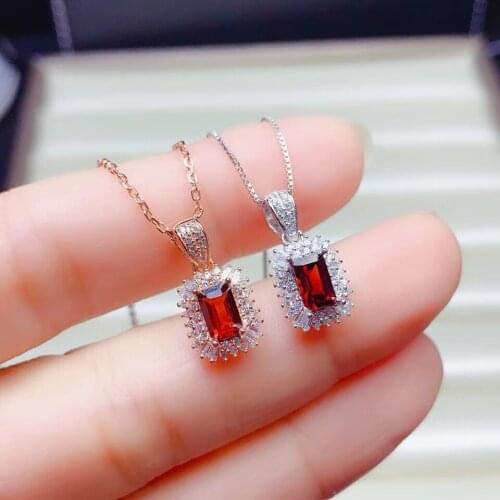 Recommend new classic garnet gemstone necklace for women ornament real 925 silver natural gem good shiny red color birthday gift