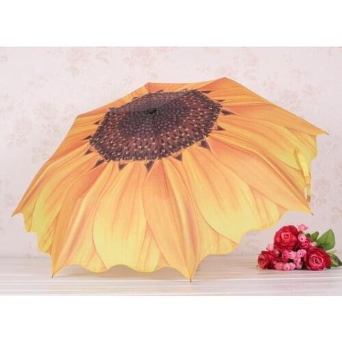Women Lady Portable Sunflower Travel Parasol Sun Rain Folding Umbrella for sun protection parasol umbrellas