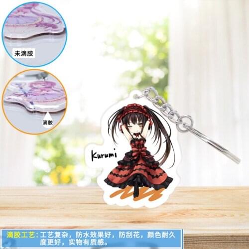 1PC Anime DATE A LIVE Acrylic Keychain Tokisaki Kurumi and Yoshino Cartoon Pendant for Backpack & Bag Accessories