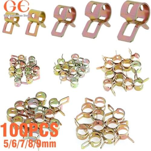 100Pcs Spring Clip Fuel Line Hose Water Pipe Air Tube Clamps Fastener 5/6/7/8/9mm clamps woodworking clamps hose clamp clamp