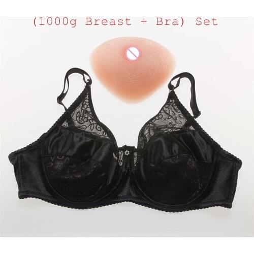 1000g/pair D Cup Crossdresser Silicone Boobs+Sexy Pocket Bra Set Transgendered Shemale Drag Queens Bra Fake Breast Set