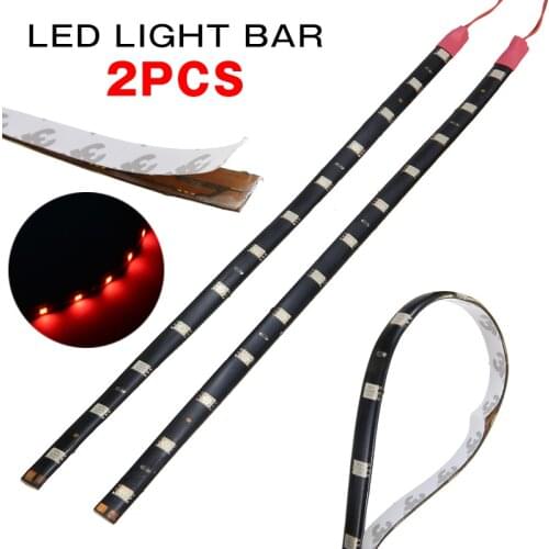2PCS New 30cm 5050 12 LED Flexible Red LED Strip Light DIY Decoration For Car Boat Decor Strips Lamp Waterproof