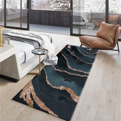 Nordic Abstract Marble Texture Kitchen Carpet Flannel Non-slip Floor Mat Bedroom Bedside Carpet Corridor Carpet Washable