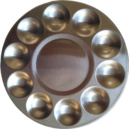 10-hole Aluminum Circular Palette Art Paint Drawing Tray Color Palettes For Oil Watercolour Painting Pallet Office Supply