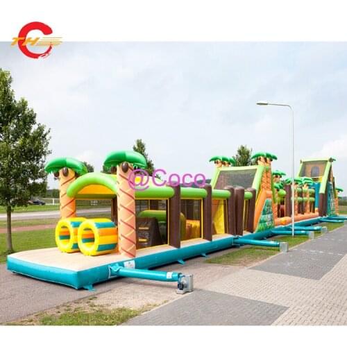 Free ship to sea port,New Design Commercial giant inflatable games, forest 25m long inflatable obstacle course bouncer house