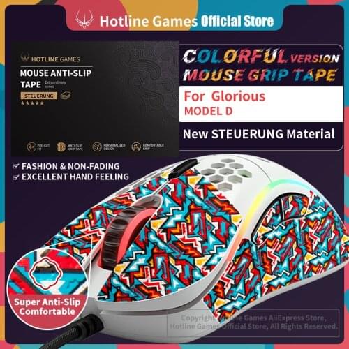 Hotline Games Mouse Grip Tape for Glorious Model D Gaming Mouse Anti-slip Tape [Color-Battel Fire]
